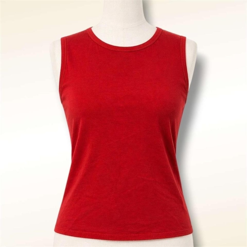 Caslon Red 75% Silk Blend Sleeveless Crew Neck Tank Shell Top Size Large